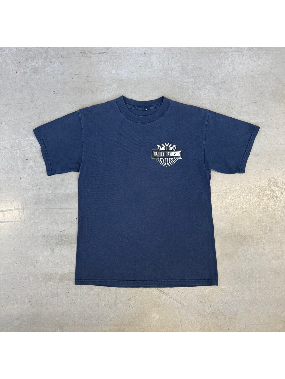 Vintage 2000s Harley Davidson Tijuana Mexico Engine Graphic T-Shirt Navy Medium